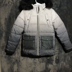 Members Mark Boy's Favorite Puffer Jacket Size 8 Gray & Black 2-tone